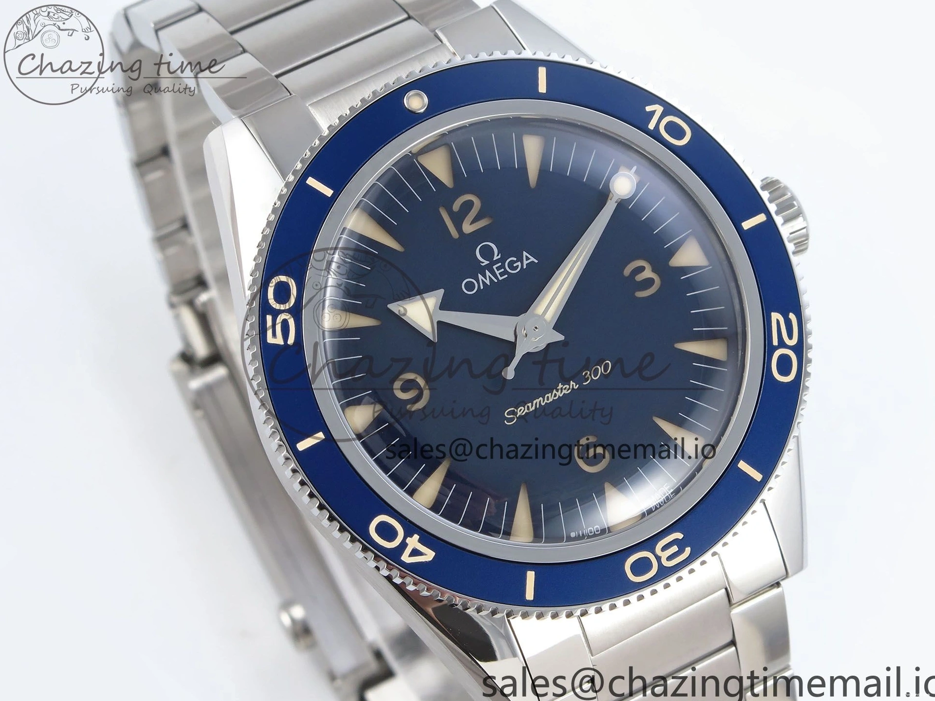 0401 Elegant Seamaster 300 Heritage SS VSF 1:1 Best Edition Blue Dial on SS Bracelet A 7701